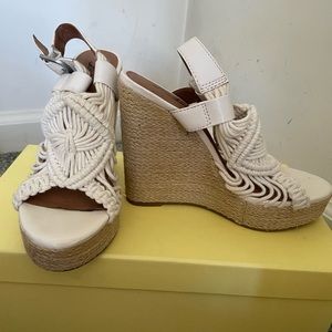 Lucky brand woven wedge heels, size 6